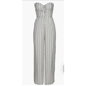 ALI & JAY Dress Up Buttercup Game Day Strapless Jumpsuit Wide Leg Large Romper